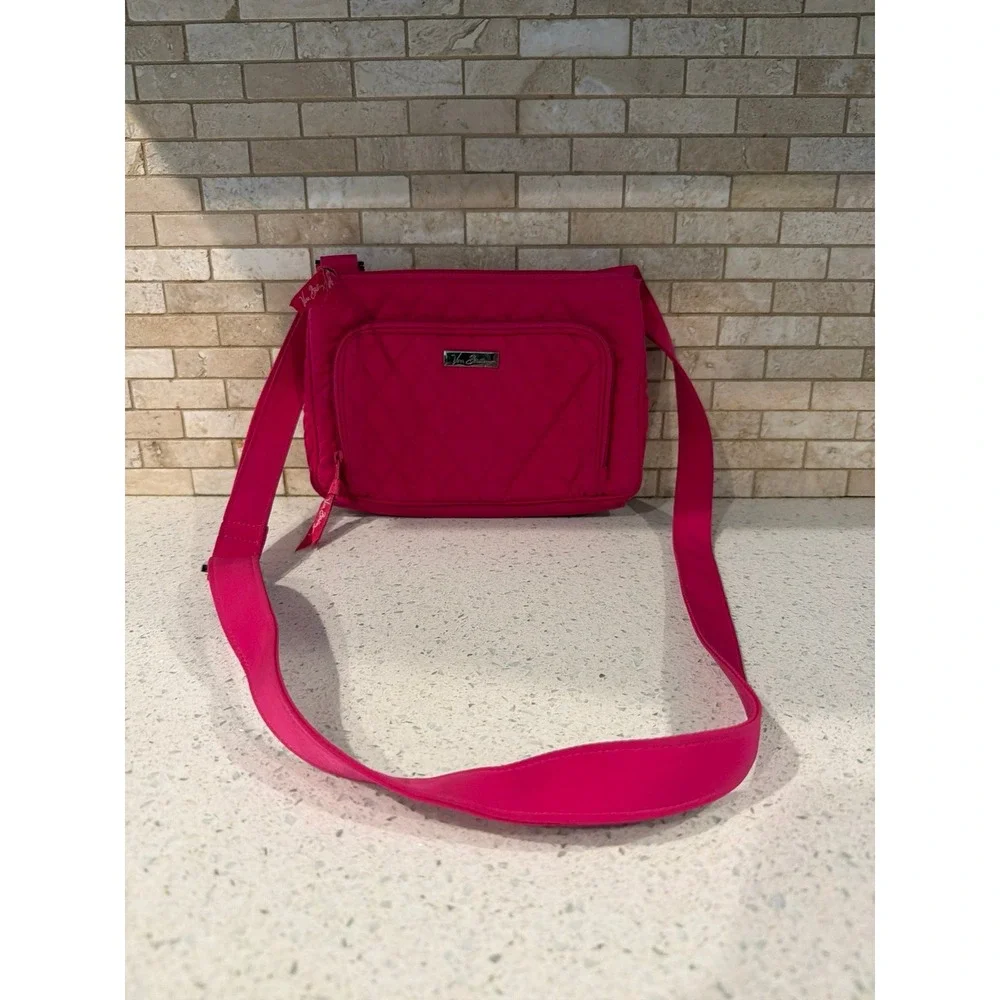 Vera Bradley Hot Pink Messenger Crossbody Travel Bag Organizer Purse Adjustable